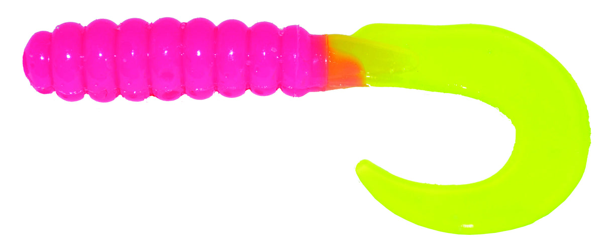 Big Bite Baits BBB-CTG309 3" Curl Tail Grub Bublegum/Chart Tail 10 per pack