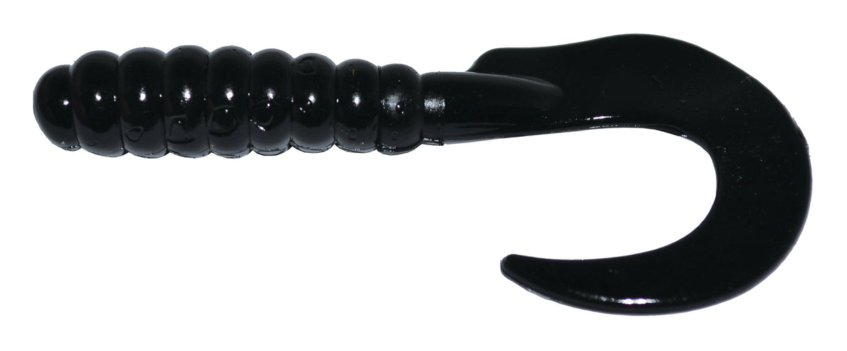 Big Bite Baits BBB-CTG310 3" Curl Tail Grub, Black, 10 per pack