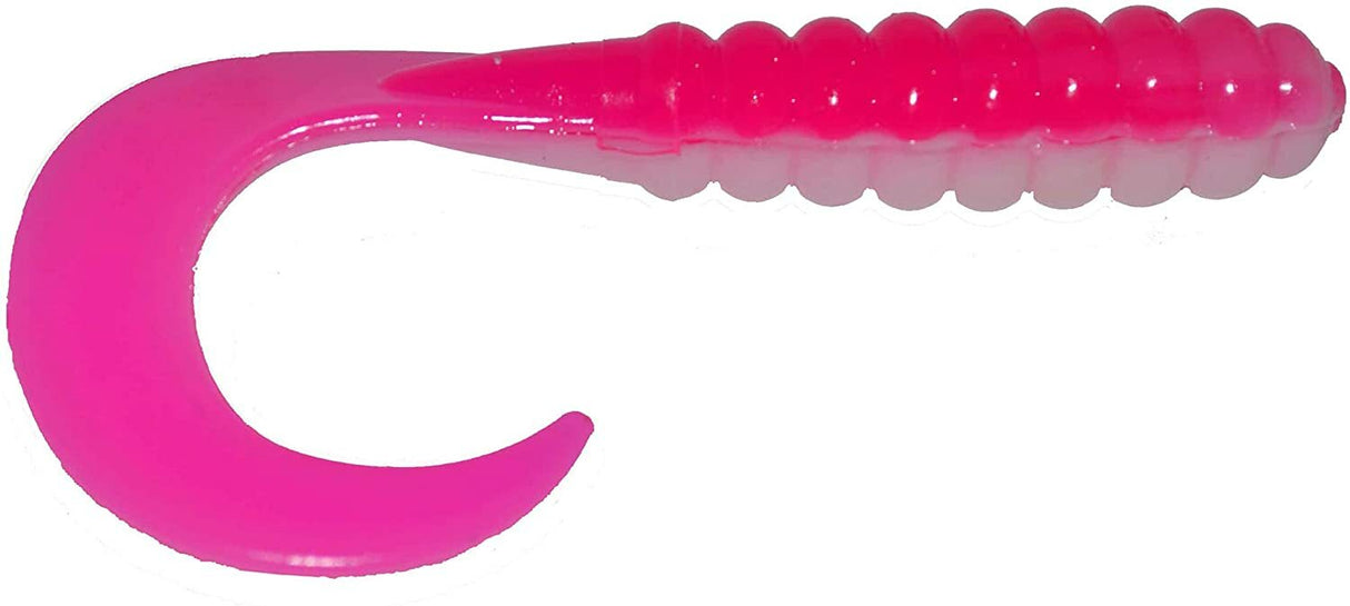Big Bite Baits BBB-CTG312 3" Curl Tail Grub Pink/White, 10 per pack