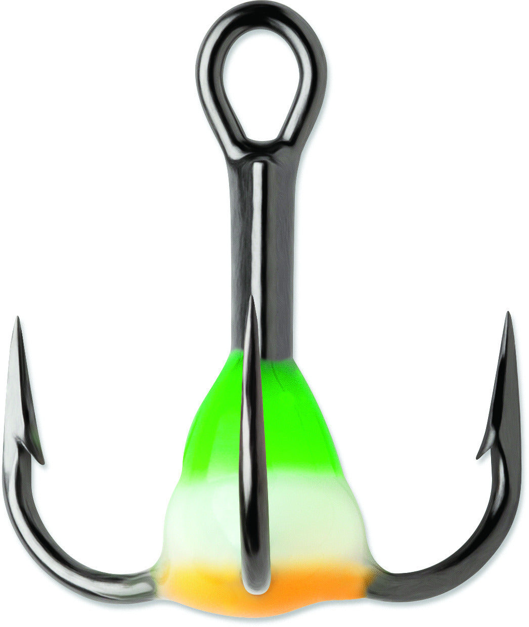 VMC GRT8GOGLPP Glow Resin Treble Sz 8, 1x Black Nickel, Green Orange Glow, 2 Pk