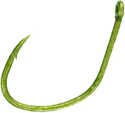 Owner 5172P-076 Wacky Bass Hook without Weed-guard, Size 4, Needle Point, All Purpose/Worm, Camo Green, 9 per Pack