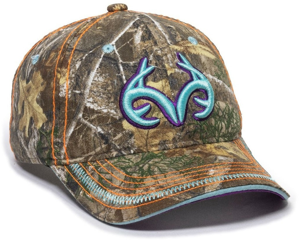 Outdoor Cap TRT86A Realtree Edge Logo Cap, Teal logo