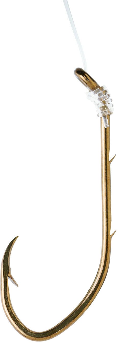 Eagle Claw 138H-2/0 Pro-V Bend Baitholder Snelled Hook, Size 2/0 2 Sliced Shank, Down Eye, Bronze, 6/Pkg