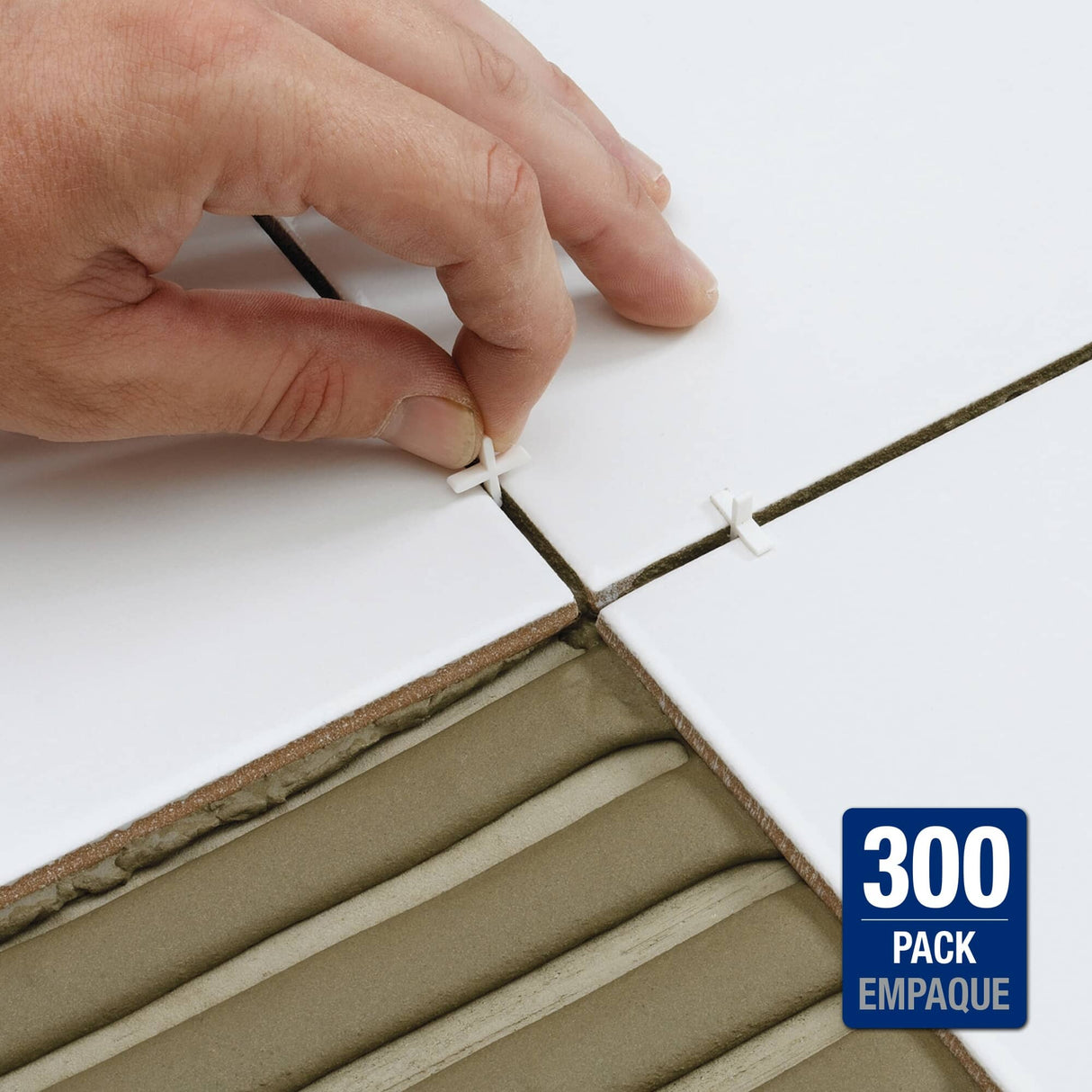 1/16" Flexible Tile Spacers - White, 300 Pack