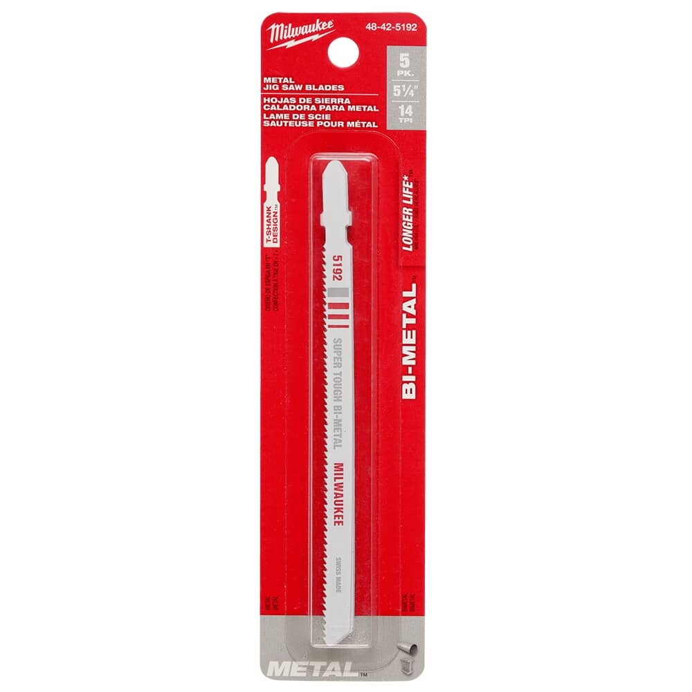 5-1/4" 14 Tooth T-Shank Jigsaw Blades for Metal Cutting - 5 Pack
