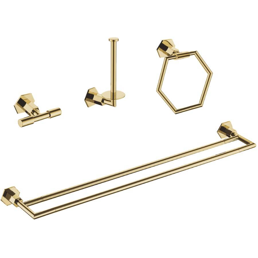 4 Piece York Bath Accessory Set - Gold
