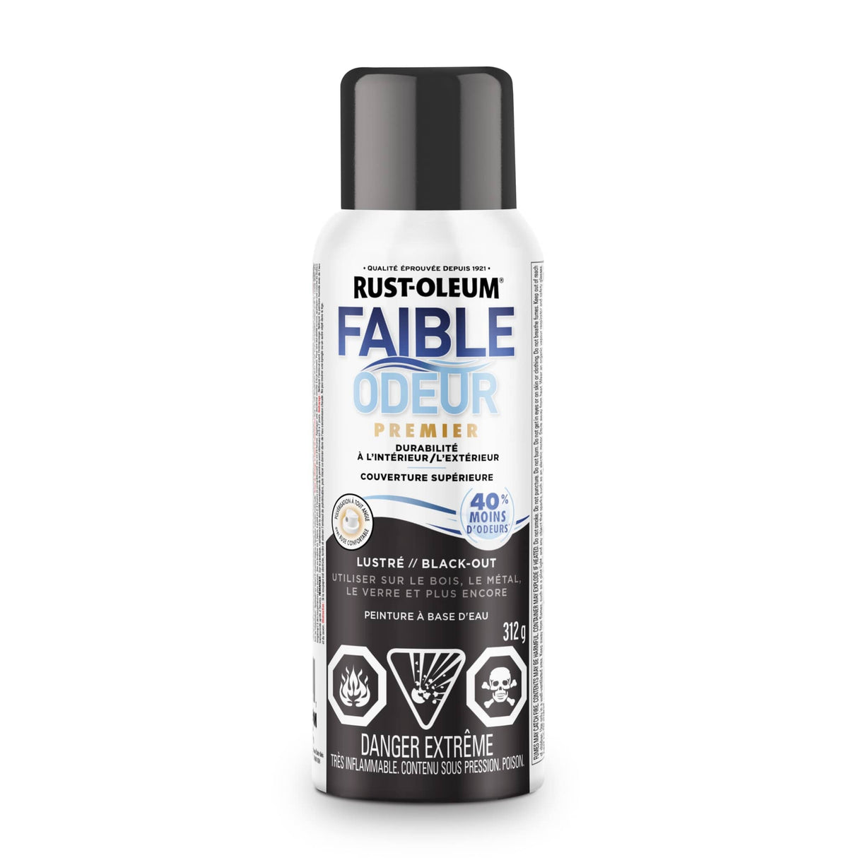 Low Odour Water-Based Spray Paint - Blackout, 312 g