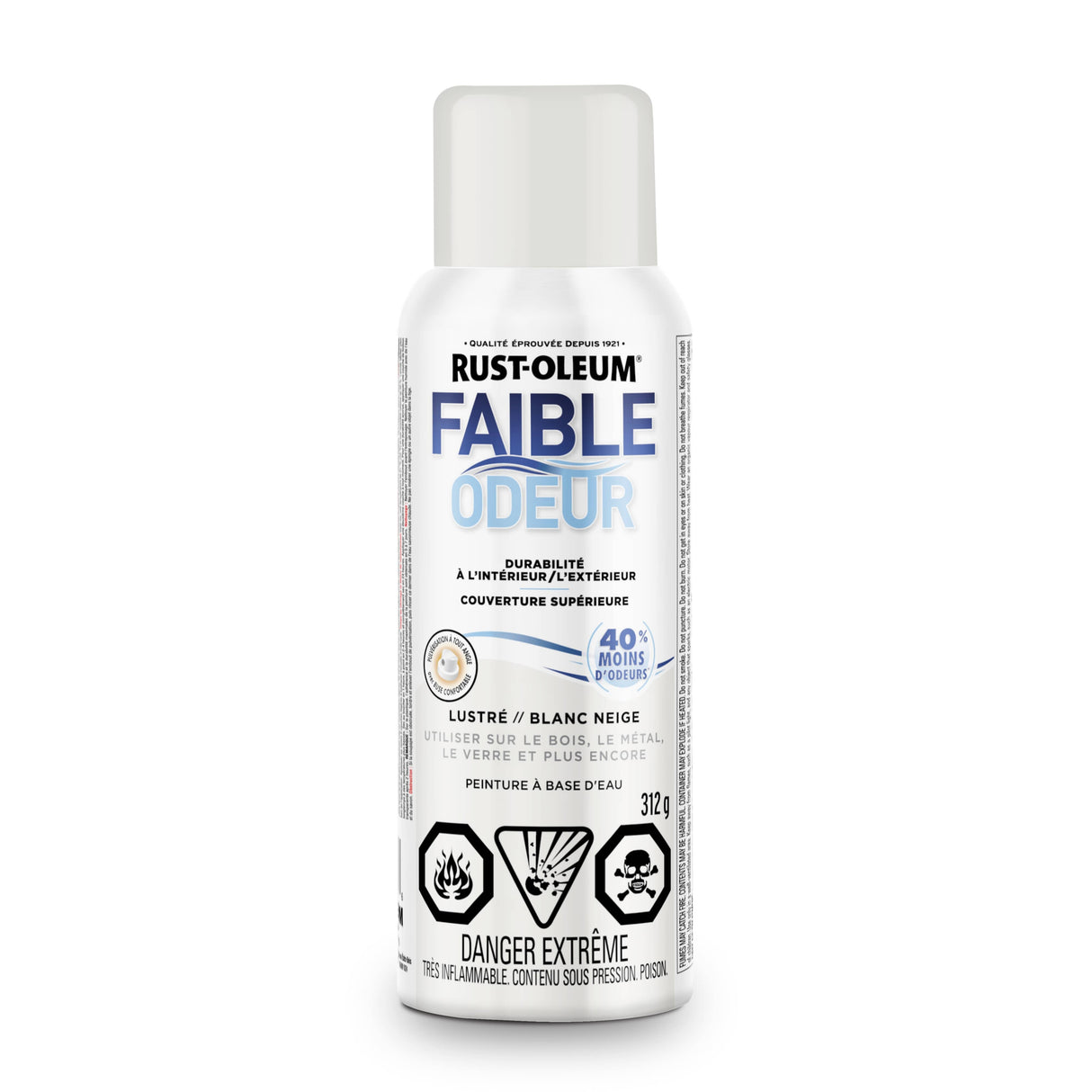 Low Odour Water-Based Spray Paint - Snow White, 312 g