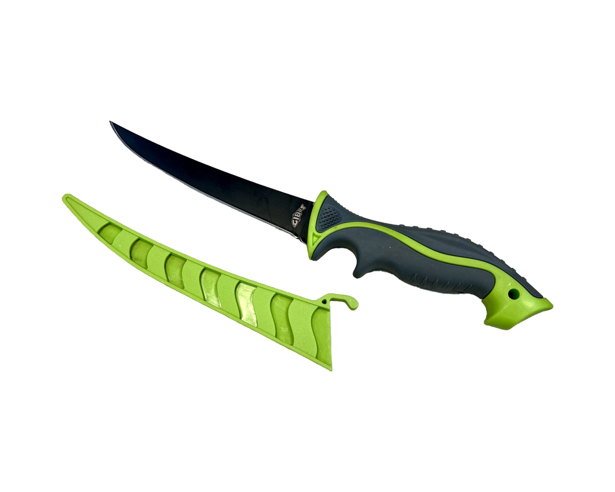 Gibbs G-TK4001-6 6" Fillet Knife 5CR13 Stainless Steel Blade Green/Grey Non Slip Grip, Protective Sheath