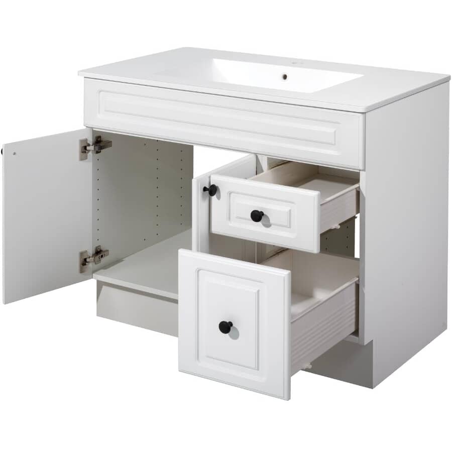 36" W x 21" D Halifax Vanity with Cultured Marble Top - 2 Doors + 2 Drawers, White