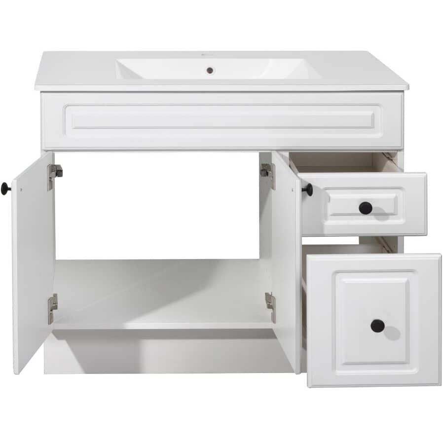 36" W x 21" D Halifax Vanity with Cultured Marble Top - 2 Doors + 2 Drawers, White