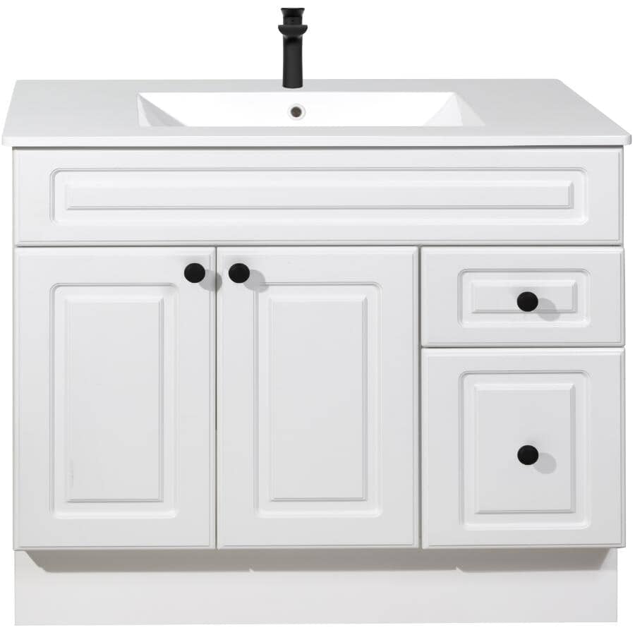 36" W x 21" D Halifax Vanity with Cultured Marble Top - 2 Doors + 2 Drawers, White