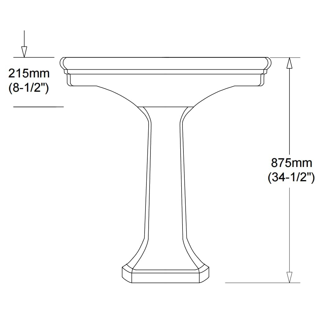 24" x 18.75" Rio Rectangular Pedestal Basin - White