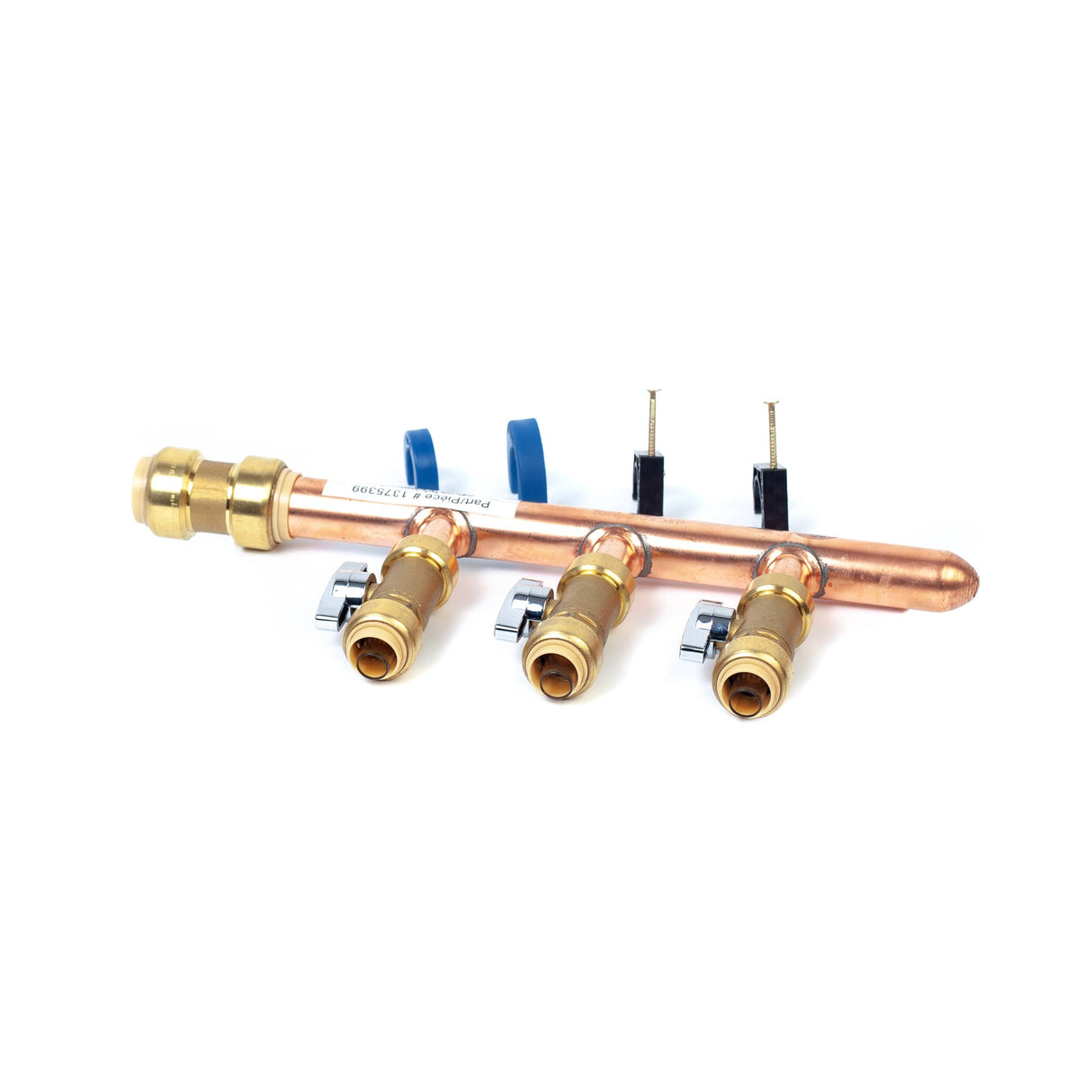 3/4" Push Fit Inlet x 1/2" Push Fit Push 'N' Connect 3 Branch Closed End Manifold with Valves