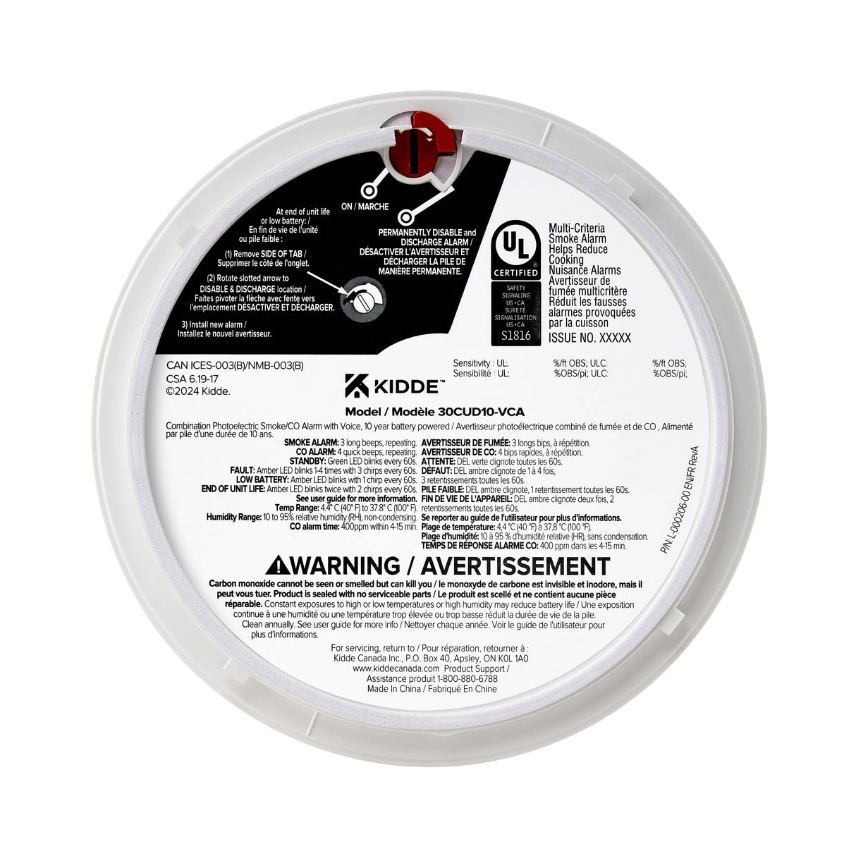 Battery Operated Smoke & Carbon Monoxide Detector with Worry Free 10 Year Battery, Voice Warning