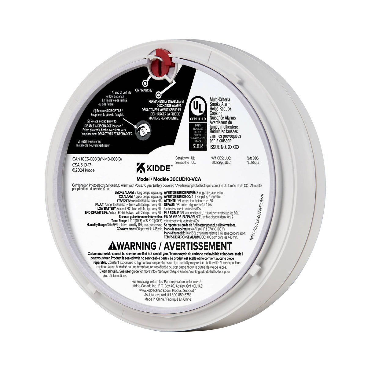 Battery Operated Smoke & Carbon Monoxide Detector with Worry Free 10 Year Battery, Voice Warning