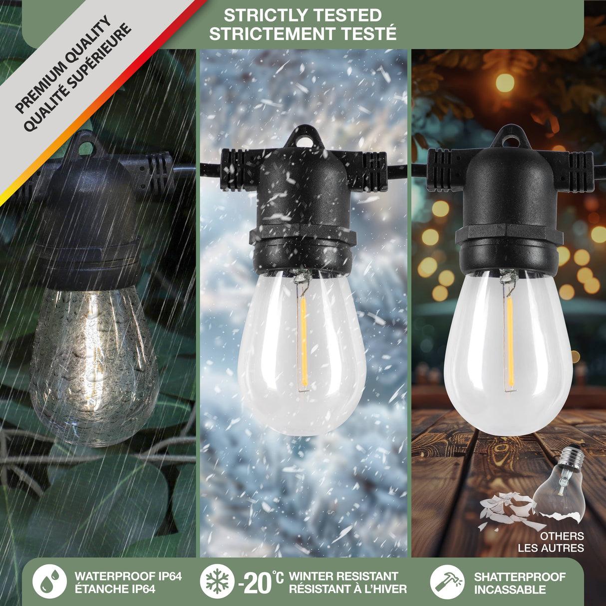 Solar Edison Light Set - 12 Warm White LEDs