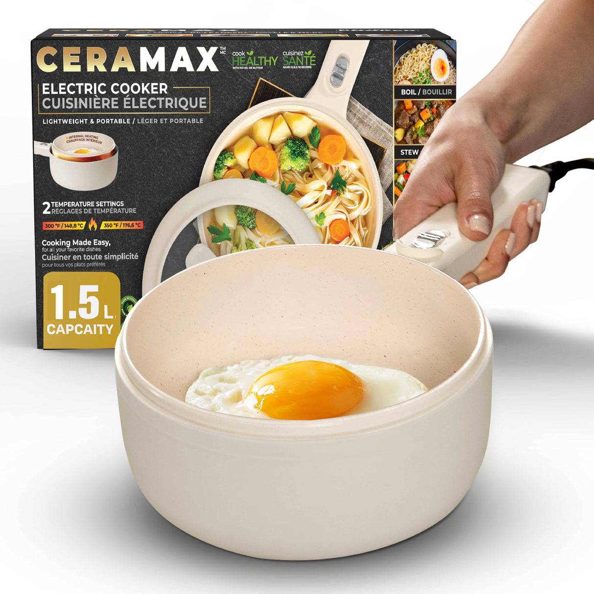 White Electric Cooker - 1.5 L