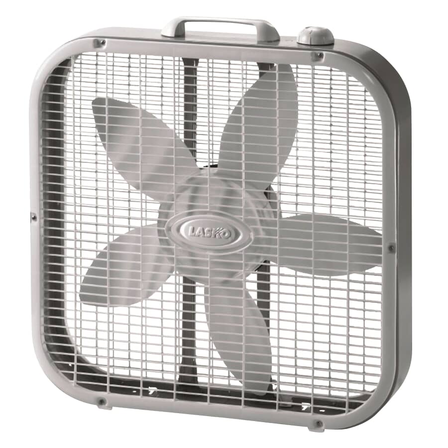20" Box Fan - with Built-In Carry Handle + 3 Speeds, White