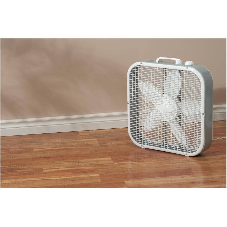 20" Box Fan - with Built-In Carry Handle + 3 Speeds, White