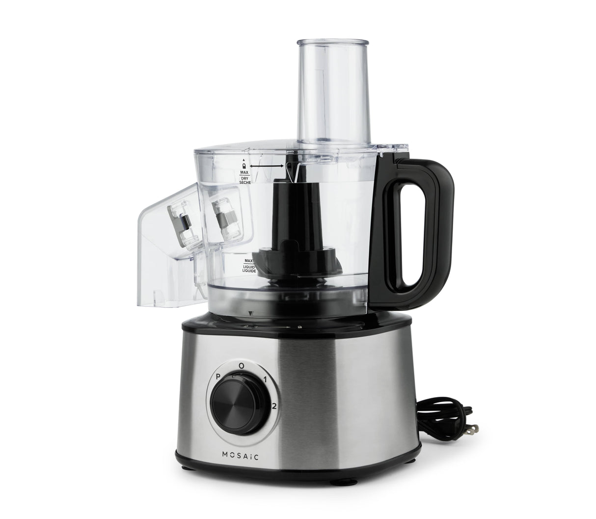 8 Cup Food Processor/Chopper with Detachable Side Chute - Black, 500W