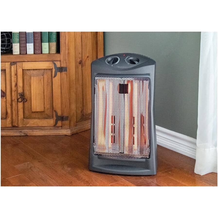 1500W Infrared Quartz Heater - with Thermostat, Black