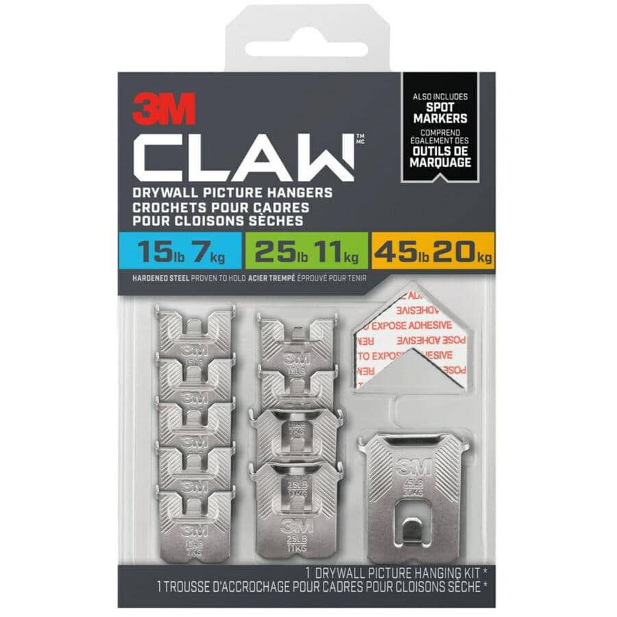 CLAW Drywall Picture Hanger with Spot Markers - Variety Pack
