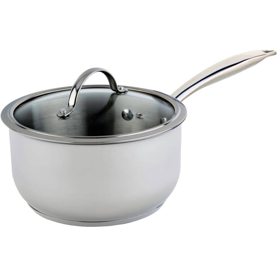 Stainless Steel Saucepan with Glass Lid - 3.2 L