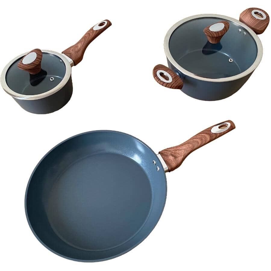 Non-Stick Starter Pack Cookware Set - Smoked Grey, 5 Piece
