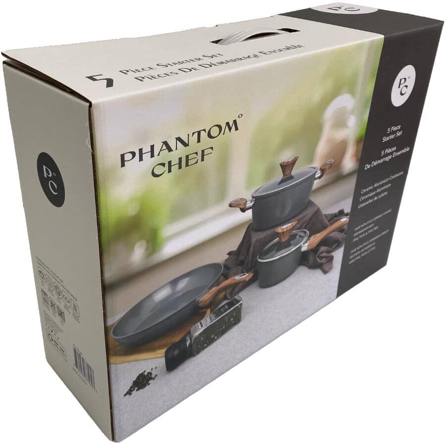 Non-Stick Starter Pack Cookware Set - Smoked Grey, 5 Piece