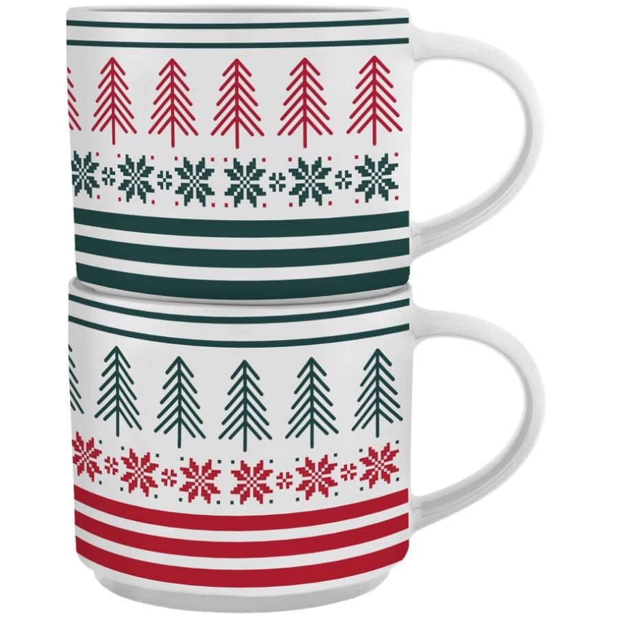 Holiday Tree Mugs - Set of 2