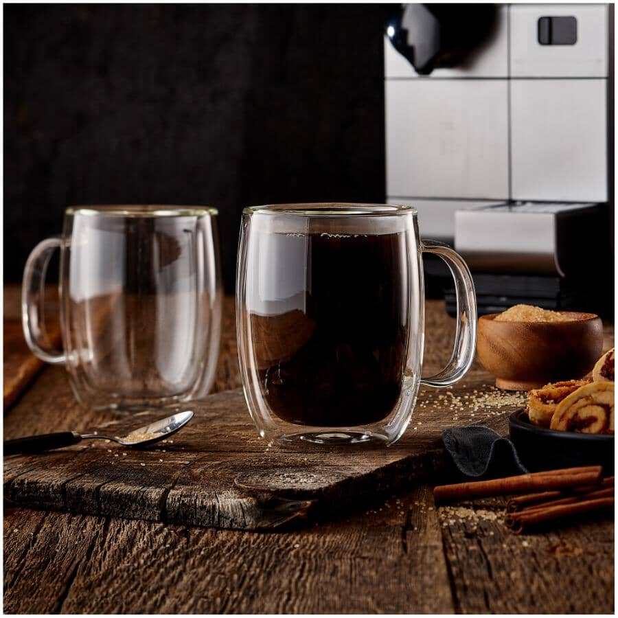 Glass Americano Coffee Mug Set - Clear, 12 oz