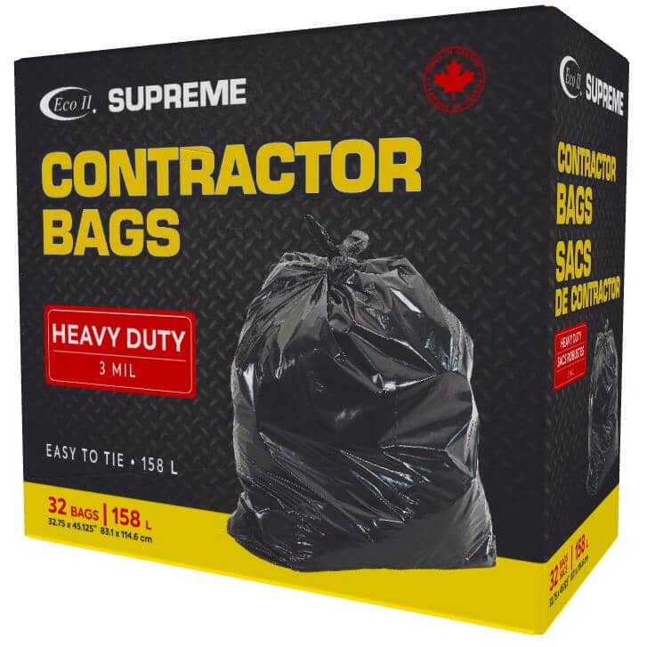 32.75" x 45.12" 3.0 Mil Construction Garbage Bags - Black, 32 Pack