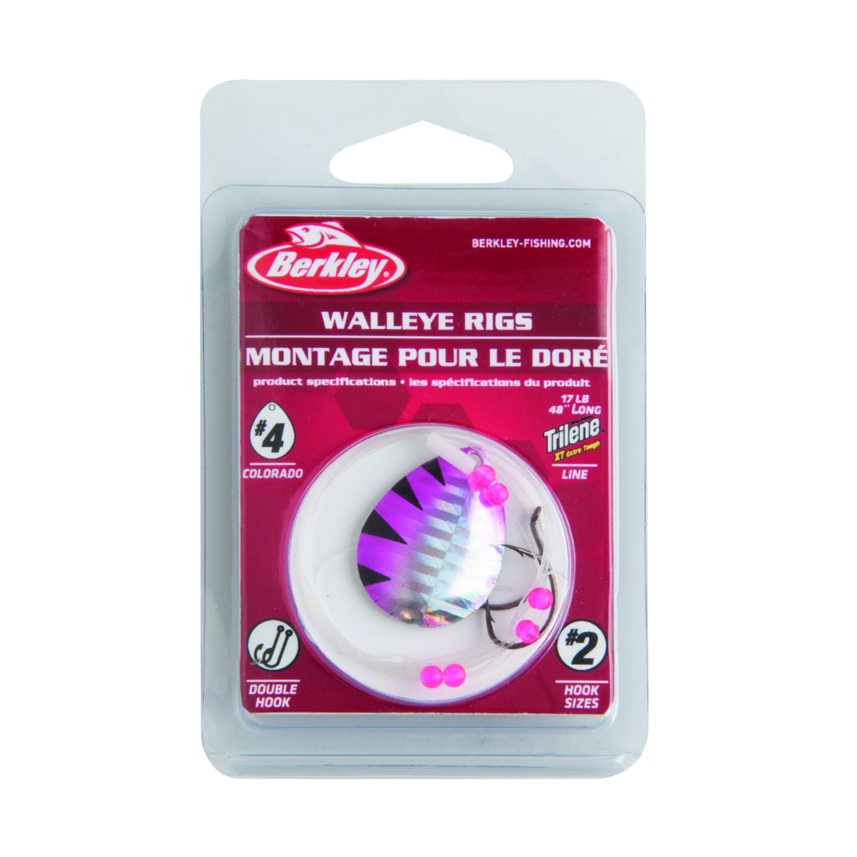 Berkley BWRC4-PNKP Walleye Rig Colorado Blade #4 17#-48" Pnk/Per 1P