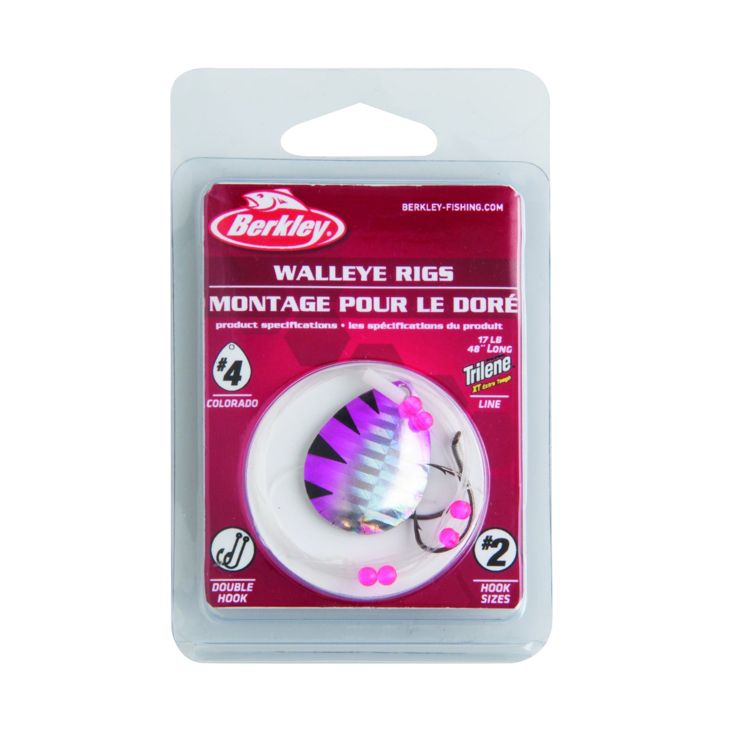 Berkley BWRC4-PNKP Walleye Rig Colorado Blade #4 17#-48" Pnk/Per 1P