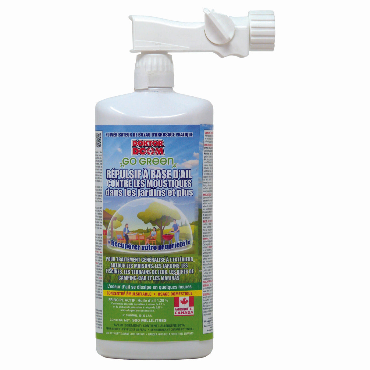 Go Green Concentrated Mosquito Garlic Oil Spray with Hose Sprayer - 900 ml