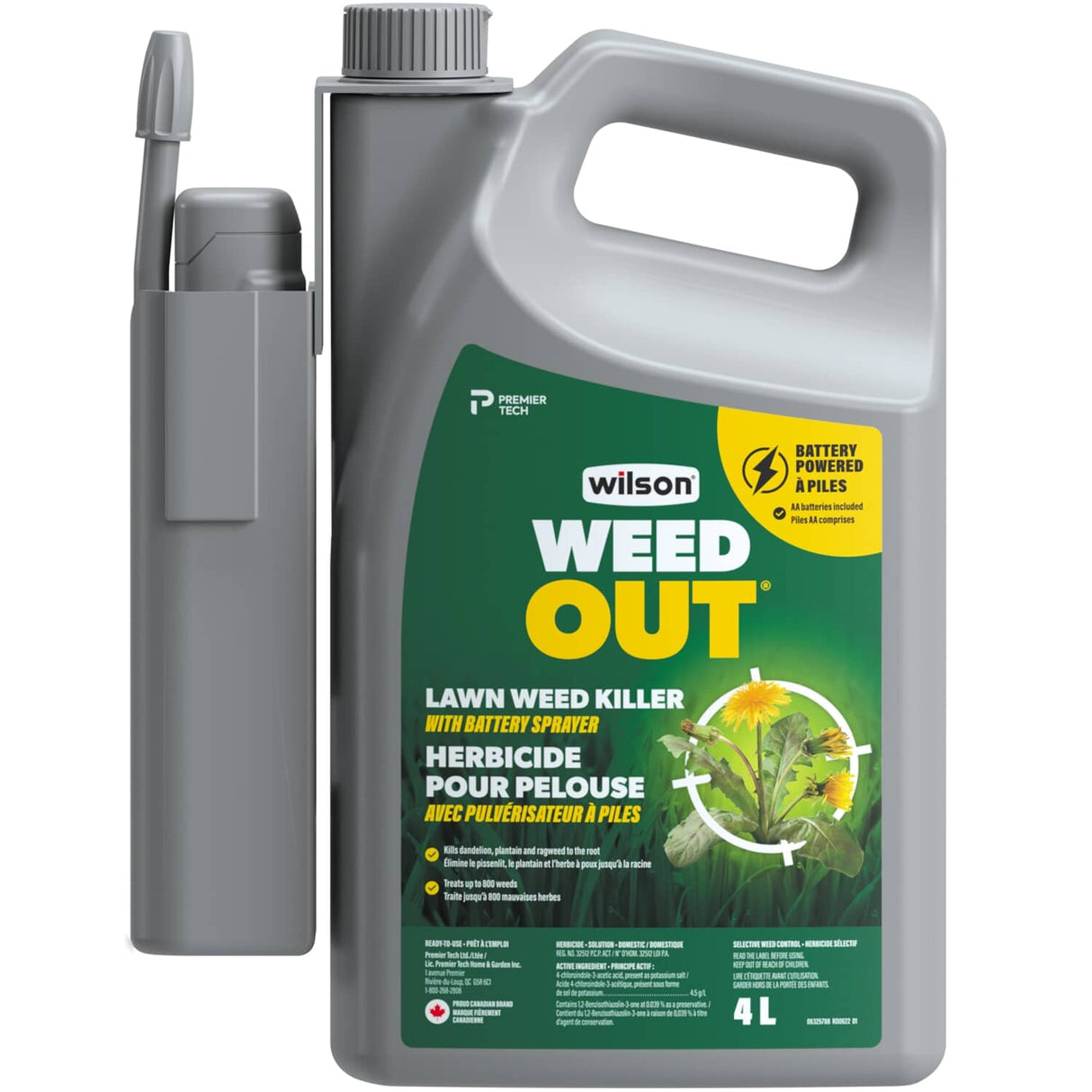 WeedOut Weed Killer Herbicide - with Battery Powered Sprayer, 4 L