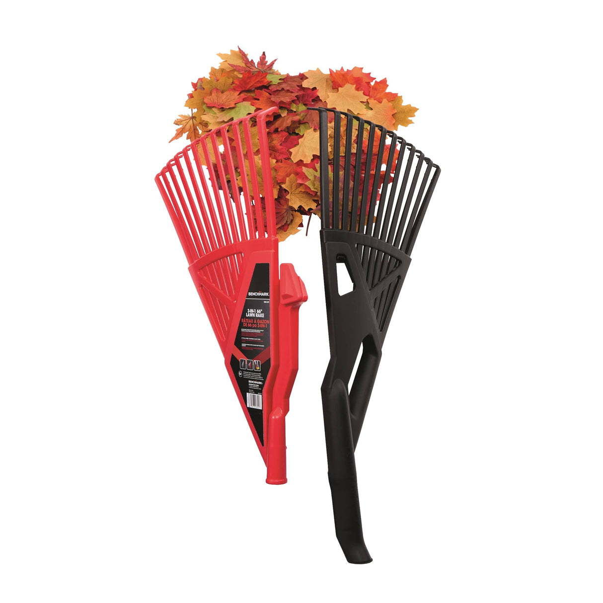 66" 3-in-1 Leaf Rake with 24 Plastic Tines