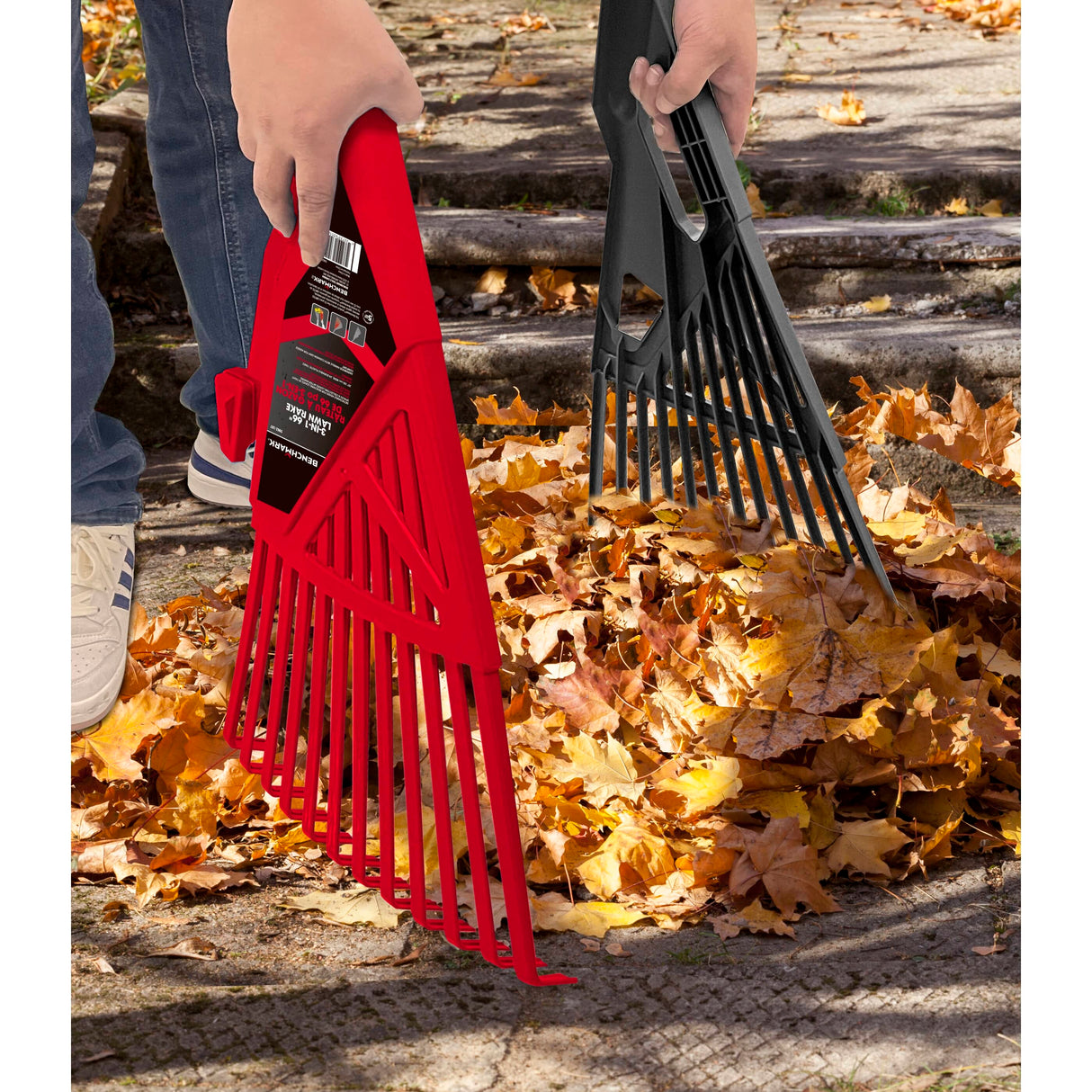 66" 3-in-1 Leaf Rake with 24 Plastic Tines