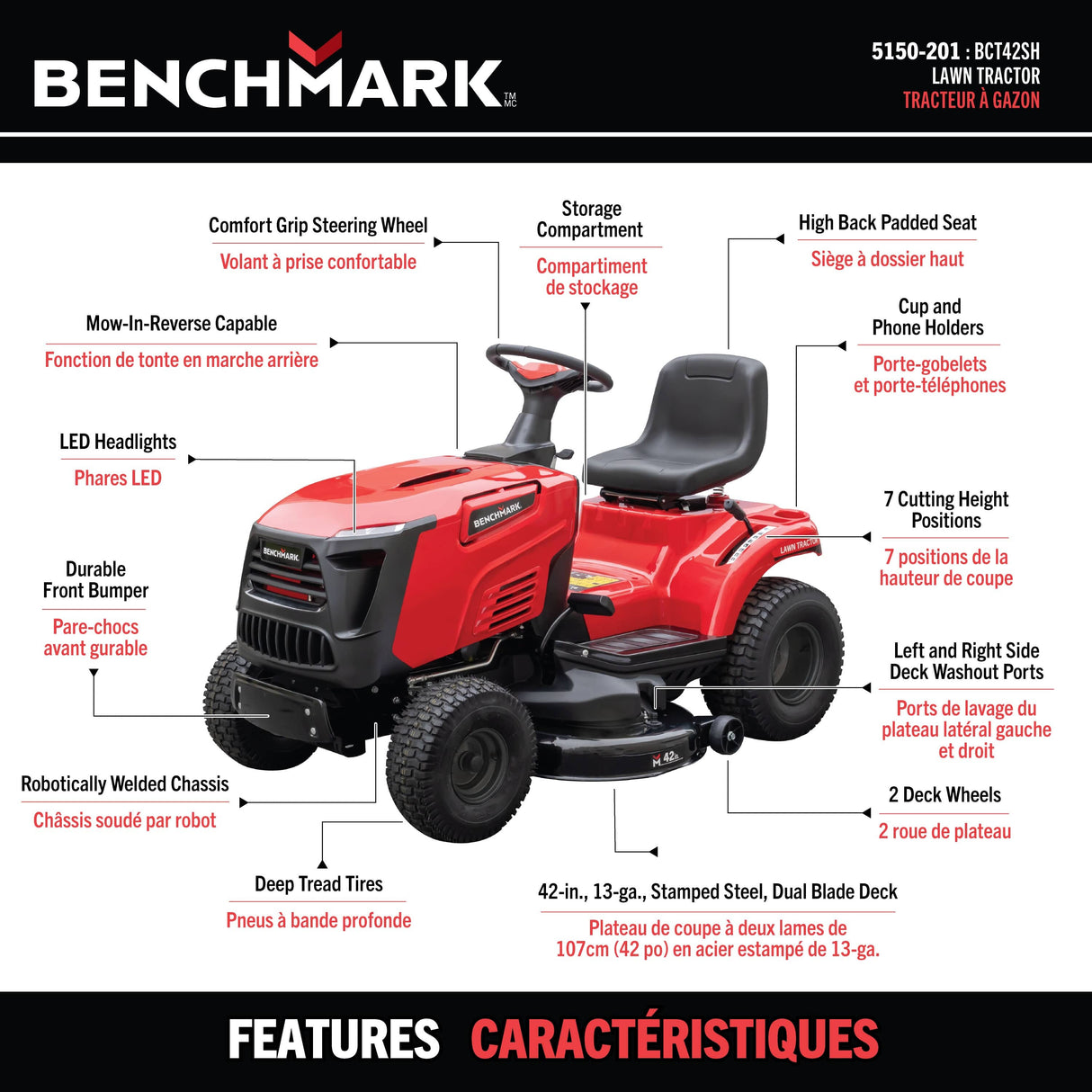 42" 16HP Gas-Powered Hydrostatic Lawn Tractor