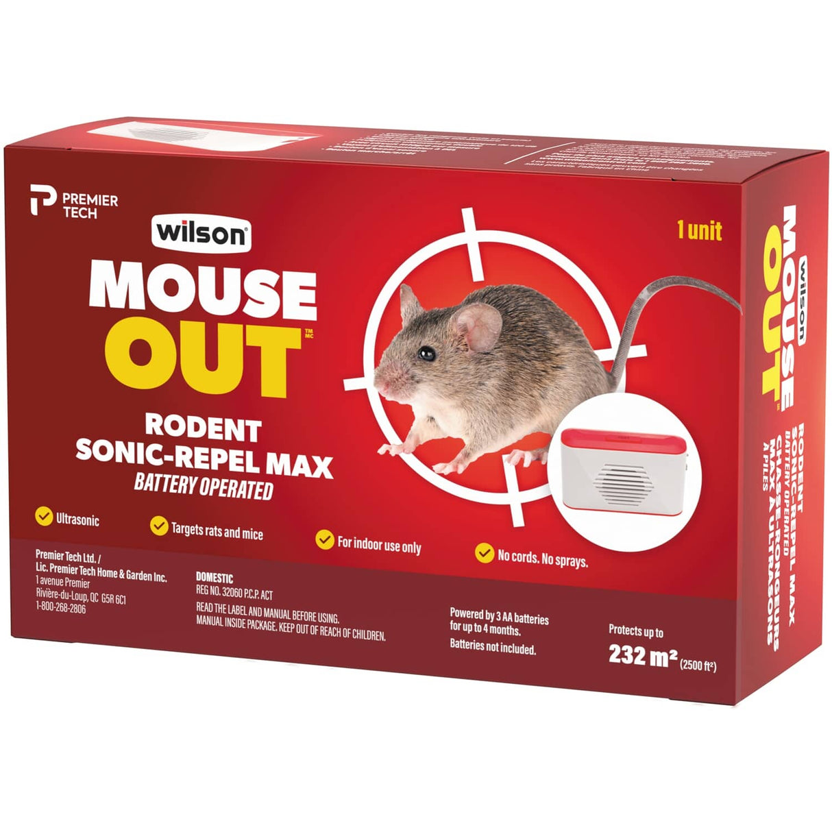 MouseOUT Battery Operated Sonic Repel MAX Rodent Repeller
