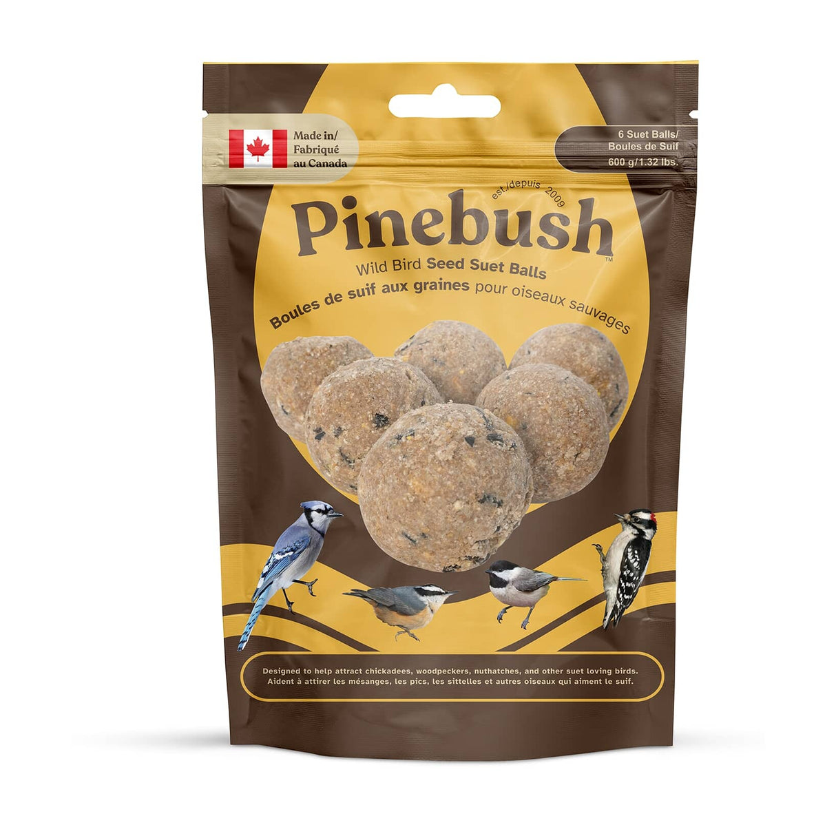 Mixed Seed Suet Balls Bird Food - Small, 6 Pack