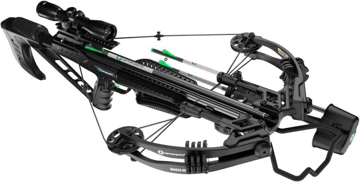 CenterPoint C0001 Dagger 405 Compound Crossbow, Up to 405 fps Package includes 4x32 Scope, 3 arrows, Quiver, Rope Cocker