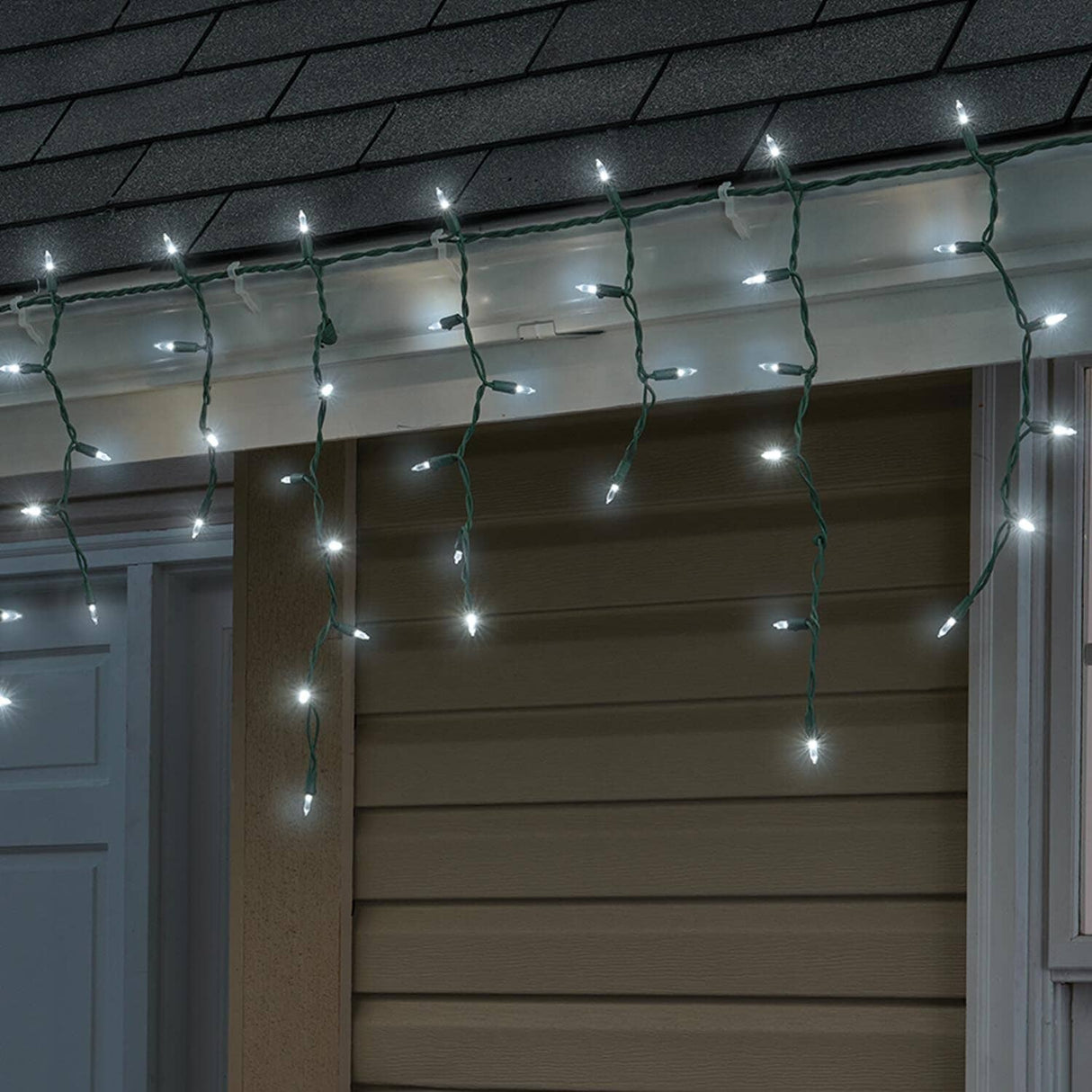 Twinkle Icicle Light Set - Pure White, 100 LEDs