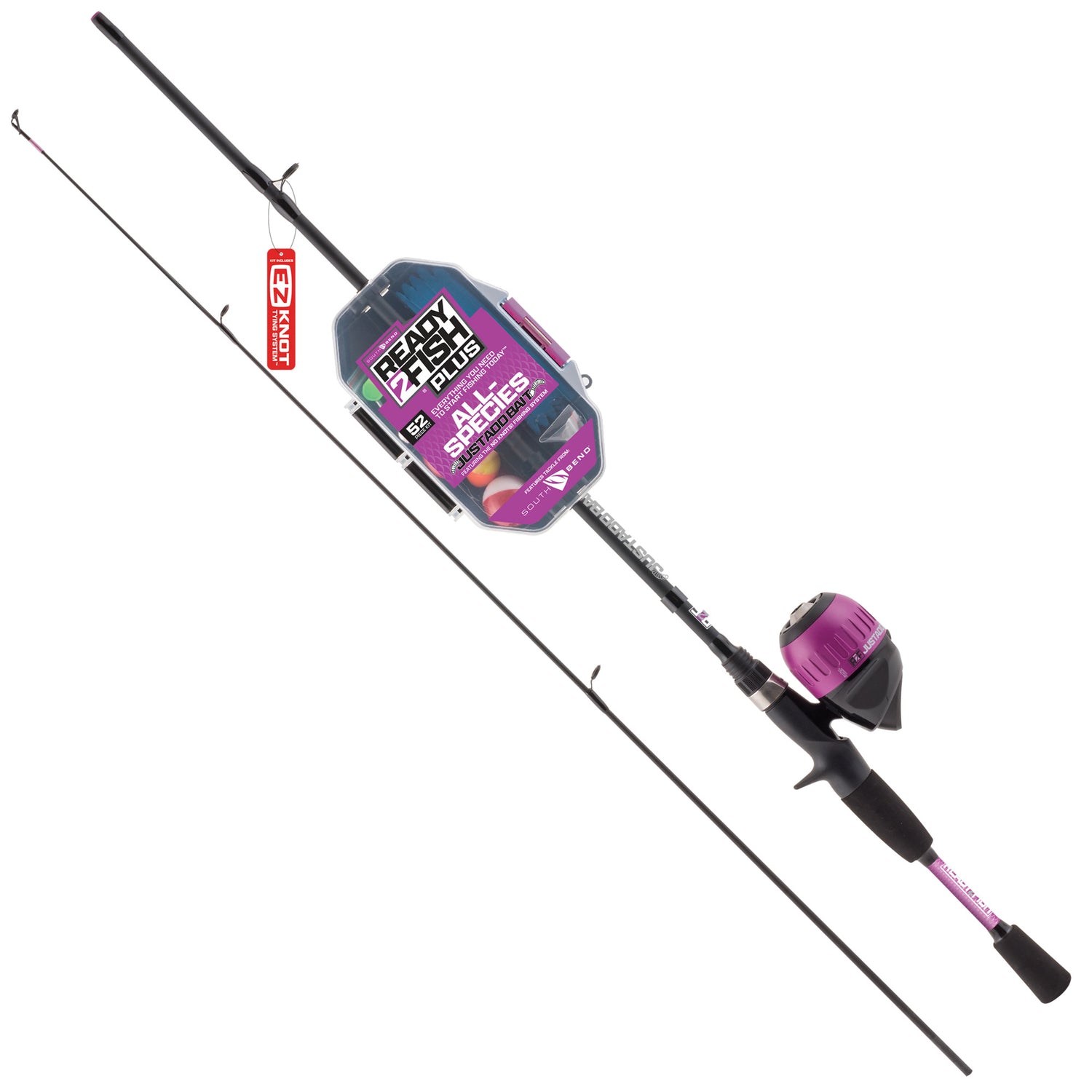 Ready 2 Fish R2F5-JAB-PURPLE-SC-X R2F5 Just Add Bait All-Species Purple Spincast Combo with Kit - 5' 6" ML