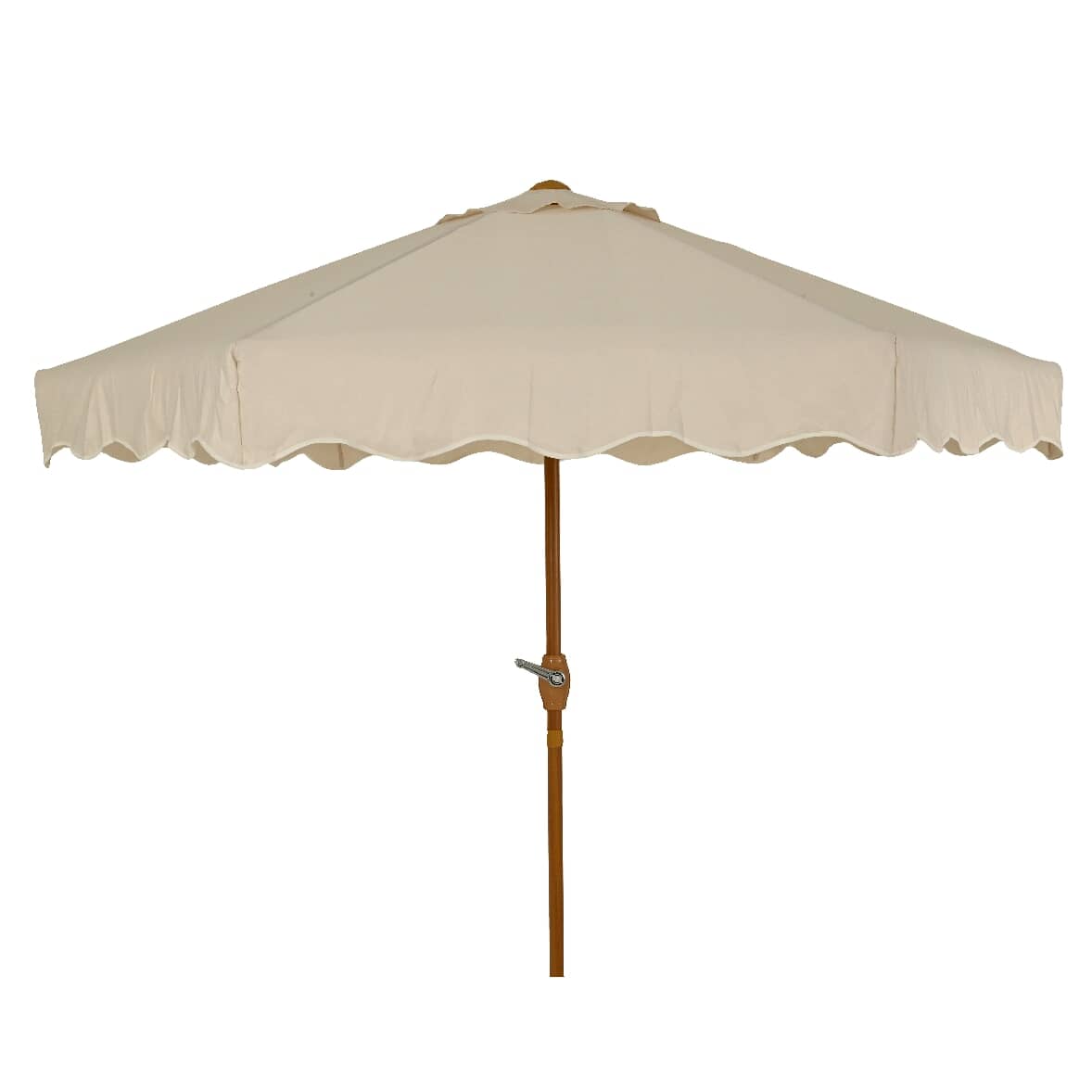 7' Scalloped Crank Market Umbrella - Warm White