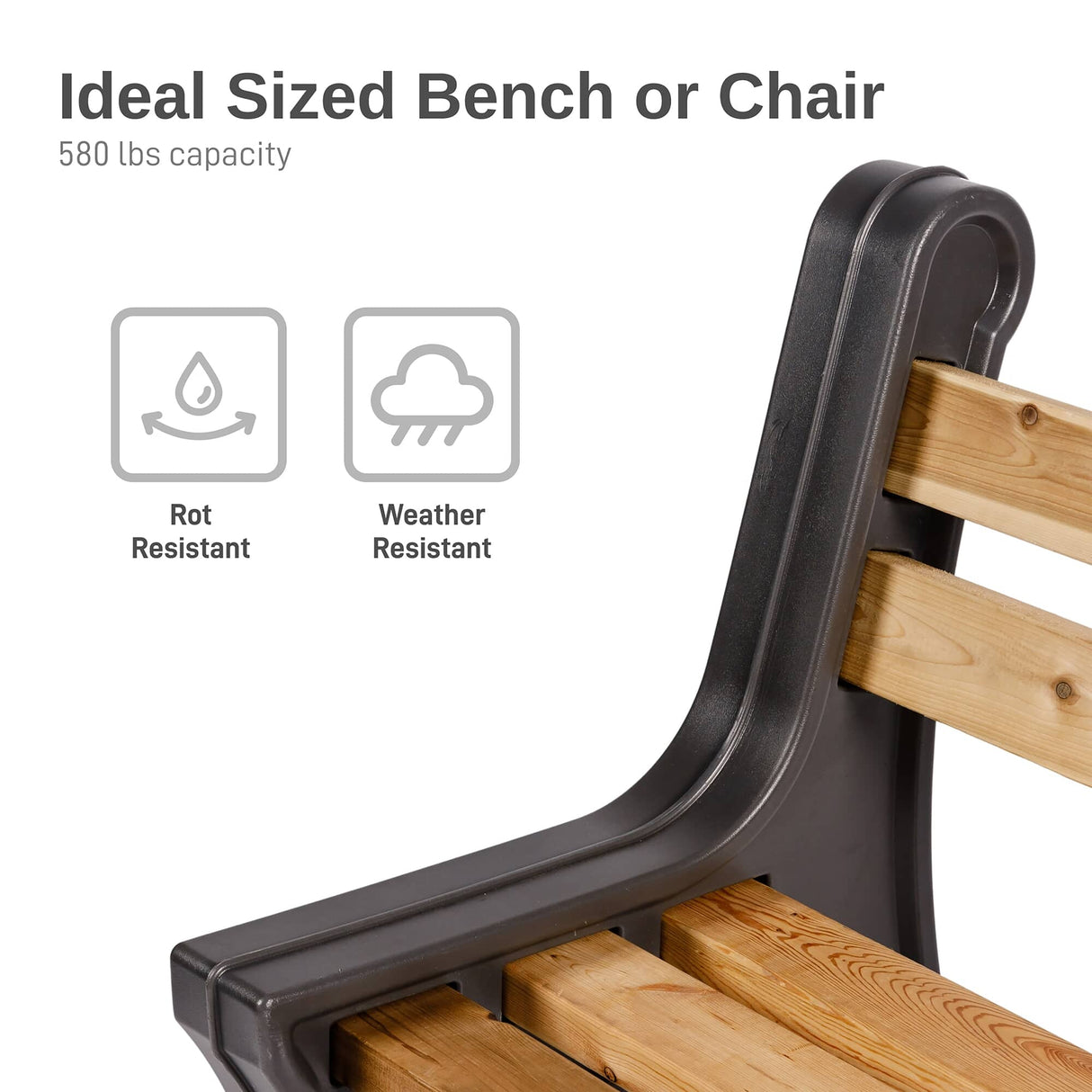 Custom Length Lightweight Indoor or Outdoor Bench Ends - Graphite, 2 Pack