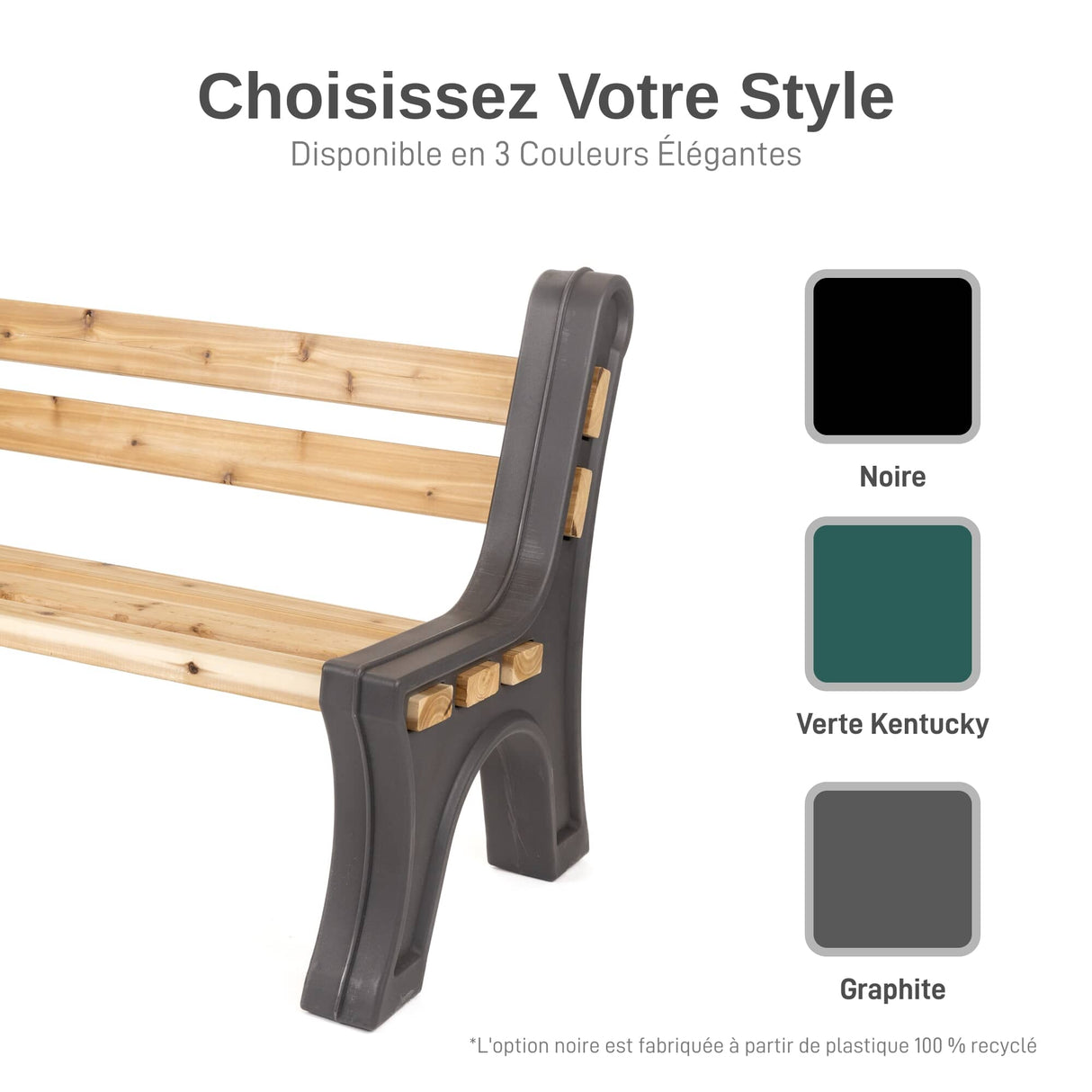 Custom Length Lightweight Indoor or Outdoor Bench Ends - Graphite, 2 Pack