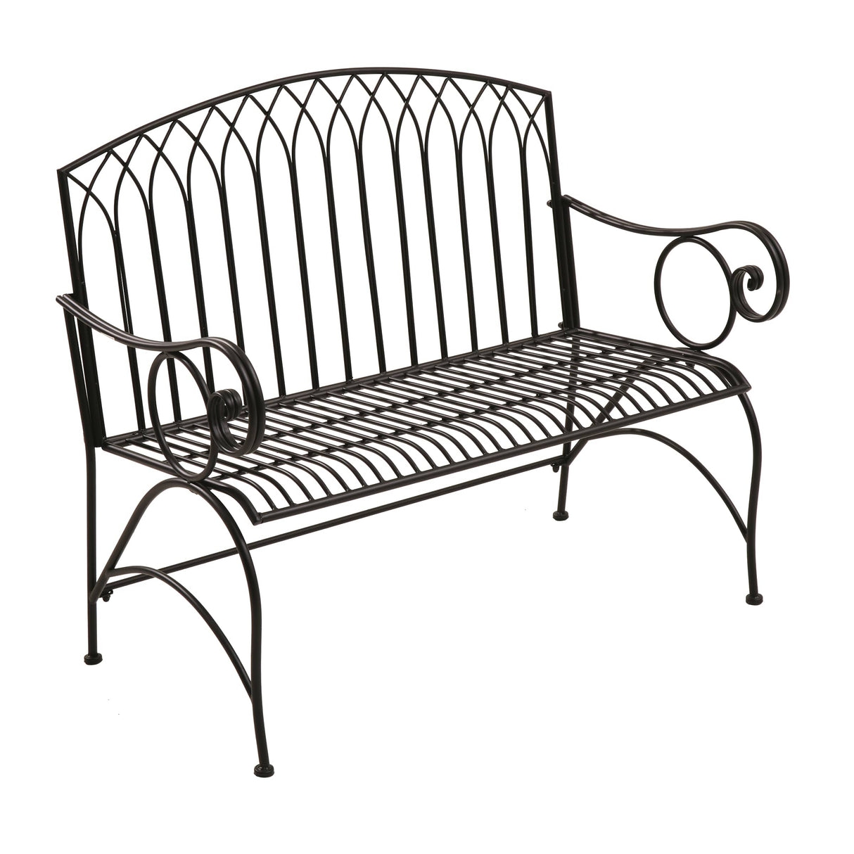 44" Metal Classic Garden Bench - Black