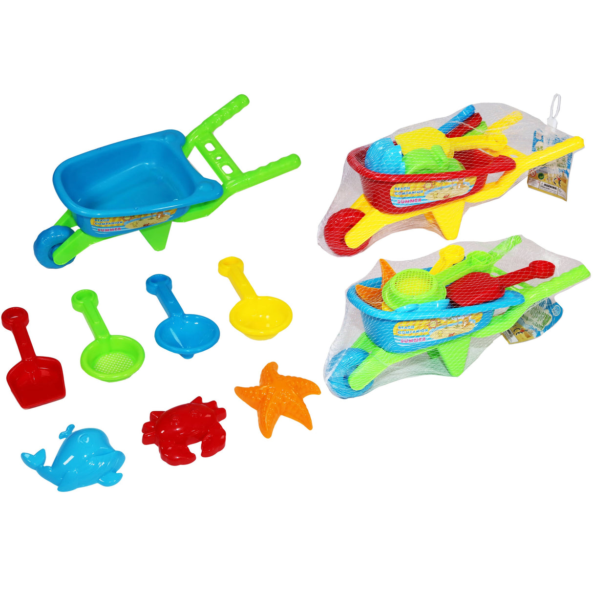 Wheelbarrow Beach Set - 8 Pieces, Assorted Colours
